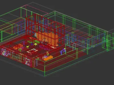 Luxury Party Room with Billiard Table  Modern 3D Interior Design 3D model