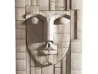 Face Sculpture Wall Art Frame Low-poly 3D model