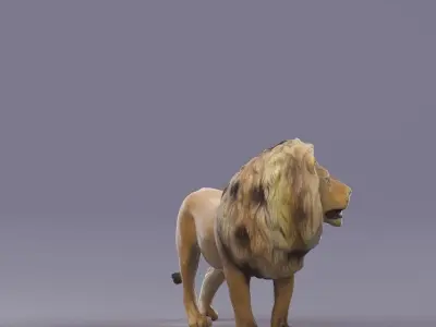 S00054 Lion Sculpture lowpoly Low-poly 3D model