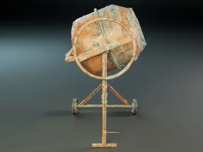 Worn-Out Portable Concrete Mixer PBR Low-poly 3D model