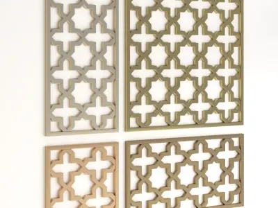 Arabic Islamic pattern decorative gold plaster 3D model