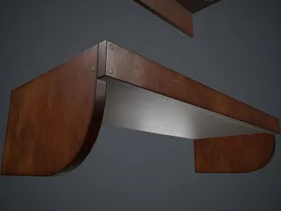 Wooden Weapon Rack 4 PBR Game Ready Low-poly 3D model