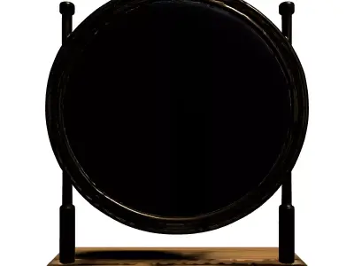 Elegant Golden Round Table Mirror Low-poly 3D model