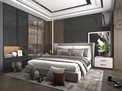 Modern Bedroom Scene 17 3D model