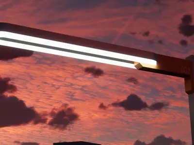 Sci-fi Simple Street Light Post 002 3D model