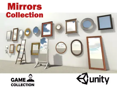 Mirrors Collection for unity game Low-poly 3D model