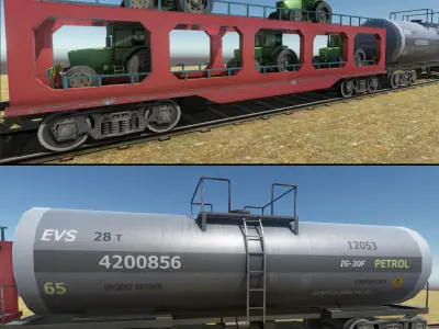Trains Pack Low-poly 3D model