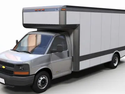 Express  box van Low-poly 3D model