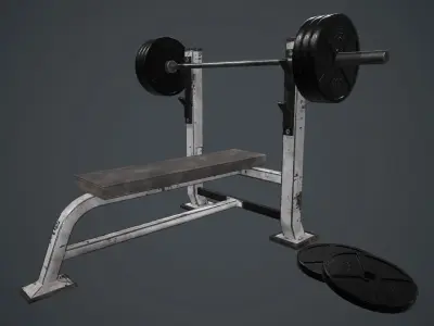 Weight Bench PBR Game Ready Low-poly 3D model