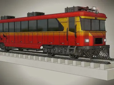 Train - Tren - El Ferrocarril - The Tacna-Arica Railway  -  Low-poly 3D model