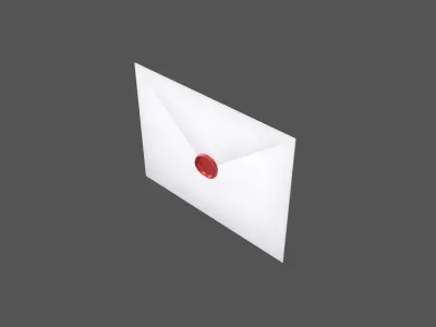 Envelope With Wax Seal v1 002 Low-poly 3D model