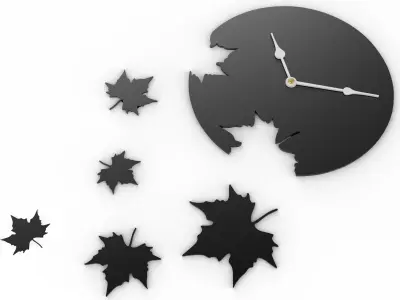 Falling Leaves Modern Wall Clock 3D model