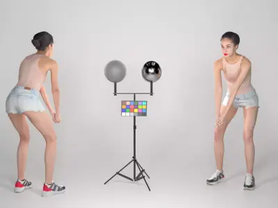 Slim woman playing beach volleyball 196 Low-poly 3D model