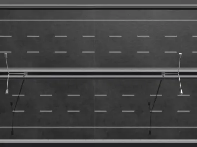 Highway concrete structure with lamp on top Low-poly 3D model