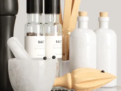 Decor board mortar pepper mills salt containers Set 88 3D model