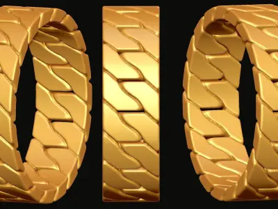 Cuban Chain Ring Stackble Ring 3D print model