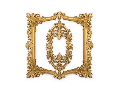 Plaster decorative frame ornament 08 3D model