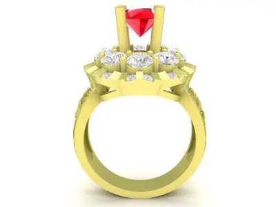 Luxury Halo Ruby Style Ring 3D Model  3894 3D print model