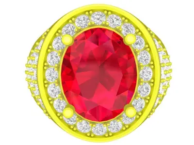 A7846 Oval Ruby Diamond Fashion Women Ring 3D Model 3D print model