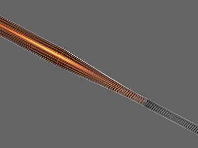 PBR Baseball Bat Orange Low-poly 3D model