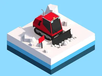 Cartoon Low Poly Toy Snowcat Illustration Free low-poly 3D model