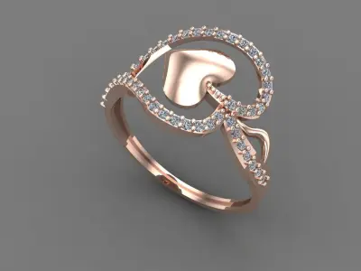 Women Ring Diamond Stone STL 3DM Lightweight Printable 3D print model 73