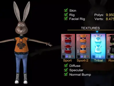 Rabbit Gustaf Low-poly 3D model