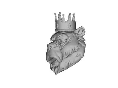 Crowned Bear Head 3D Model for Jewelry Pendant Design 3D print model