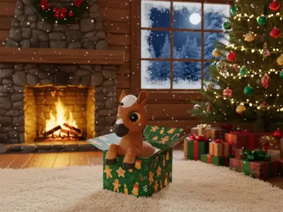 Baby Horse in the box 3D Printable and low-poly Low-poly 3D model