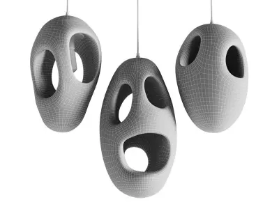 Sculptural Japandi Pendant light 3D model