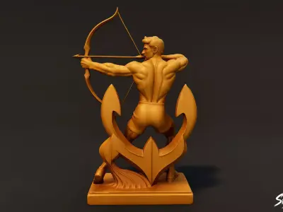 Golden Archery Statue Low-poly 3D model