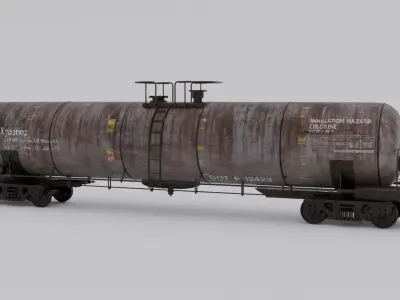 Oil Tank Train Car and Boxcar 3D model Low-poly 3D model