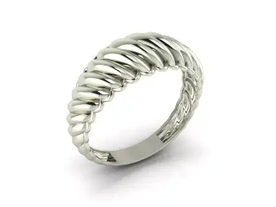 Twisted Gold Ring  Elegant Rope Style Band  3D print model