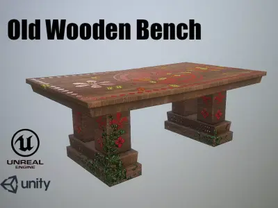 Old Wooden Bench Free low-poly 3D model