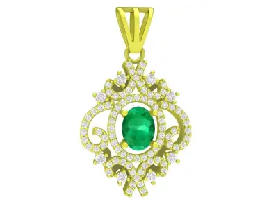 Luxury Vintage Oval Gemstone Pendant Design 4248 3D print model