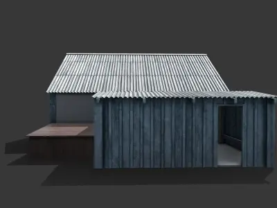Blue House Low-poly 3D model