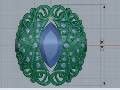 Female ring with marquise stone 3D print model