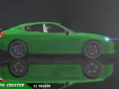Lowpoly Sports sedan Porsche Racing Car 3D Model Low-poly 3D model