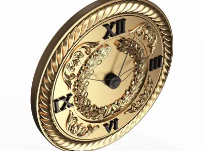 Classic Wall Clock 06 Gold Low-poly 3D model