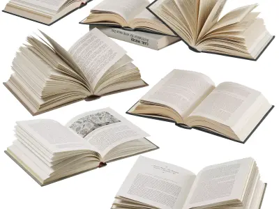 opened books collection 3D model