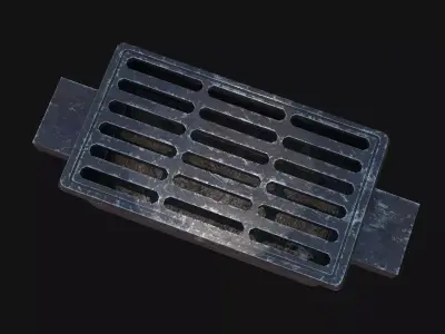Sewage grate Low-poly 3D model