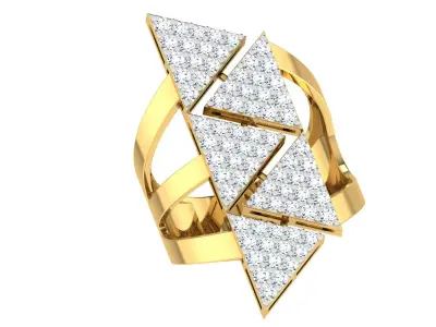 Light Weight Yellow Gold Diamond Ring -DDS RN 265 3D print model