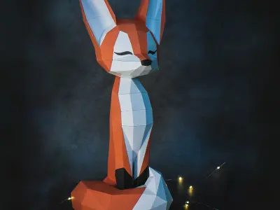 Fox papercraft DIY PDF pepakura origami template low poly 3D model