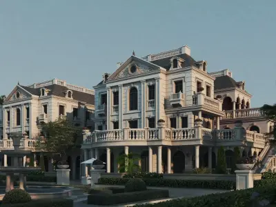 Luxury European Classical Manor Villa Palace Low-poly 3D model