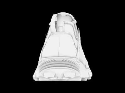 3D Shoe High and Low-poly white 3D model Low-poly 3D model