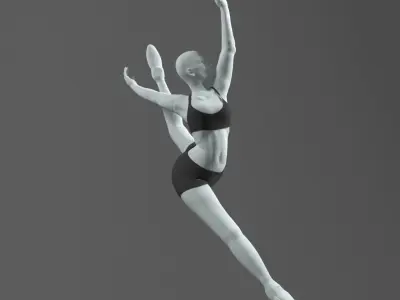 Dance Model female ballet dancer in air 3D model