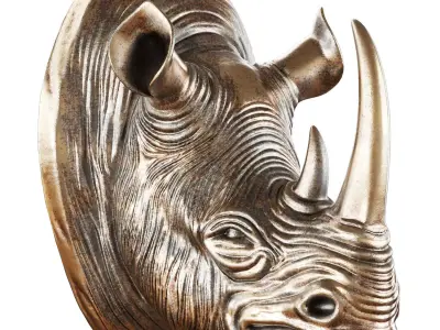 Rhinoceros head on the wall 3D model
