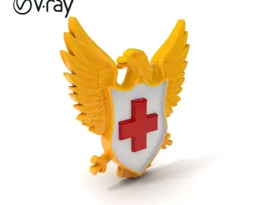 Eagle Emblem with Shield and Cross D Model Pack Low-poly 3D model