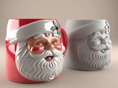 Santa Claus Mug planter urn candy container candle holder 3D print model