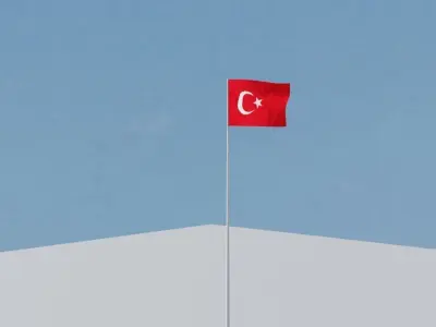 Animated Turkish Flag Free 3D model